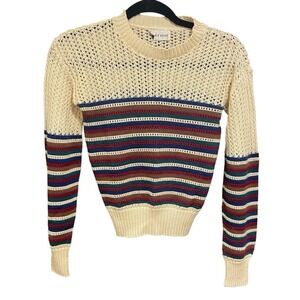 Vintage The Right Time Multicolor Striped Pullover Sweater Women XS Small USA